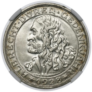 Niemcy Republika Weimarska 3 marki 1928 Monachium A.Dürer - NGC MS 65