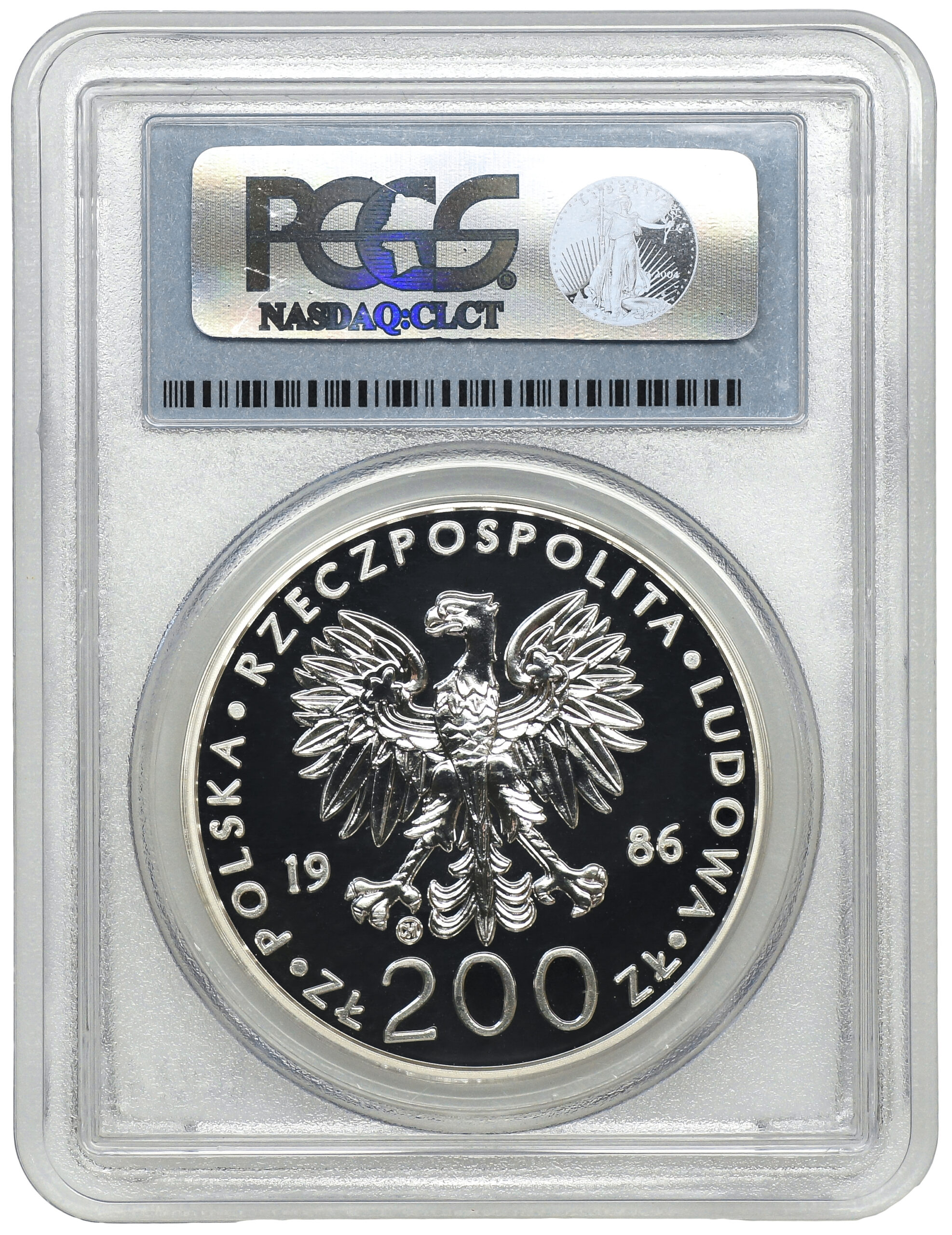 PRL - 200 zł 1986 Jan Paweł II - Valcambi - stempel zwykły - nakład 32 sztuki - obrazek 4