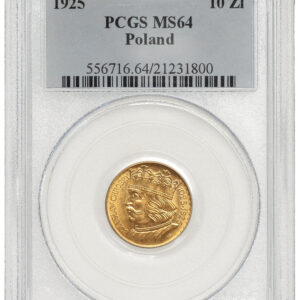 II RP - 10 zł 1925 Bolesław Chrobry - PCGS MS 64