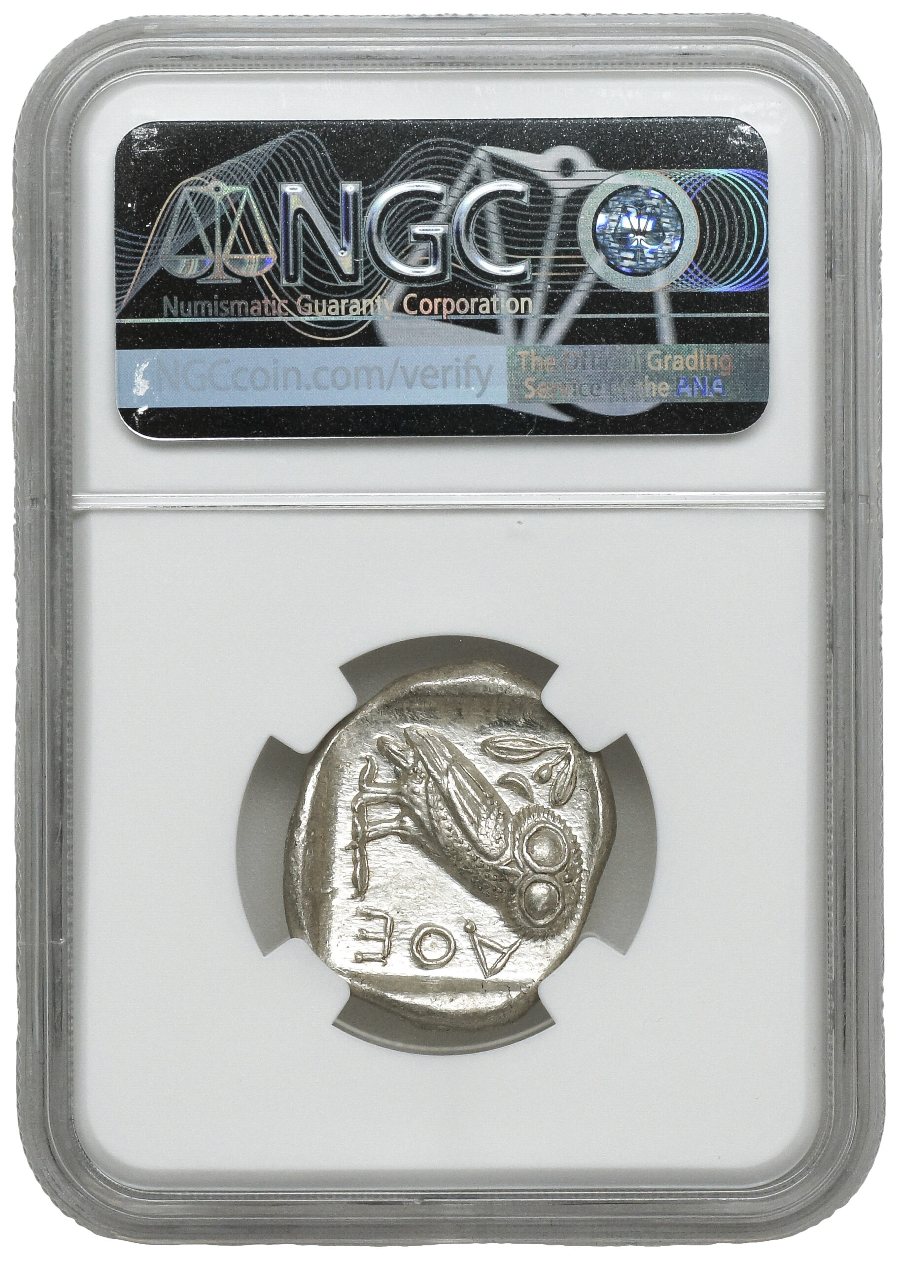 Grecja Attyka Ateny – Tetradrachma „Ateńska Sówka” 440–404 p.n.e. NGC Ch AU – Strike 3/5 | Surface 4/5 - obrazek 4