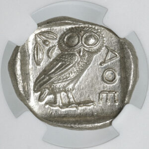 Grecja Attyka Ateny – Tetradrachma „Ateńska Sówka” 440–404 p.n.e. NGC Ch AU – Strike 3/5 | Surface 4/5