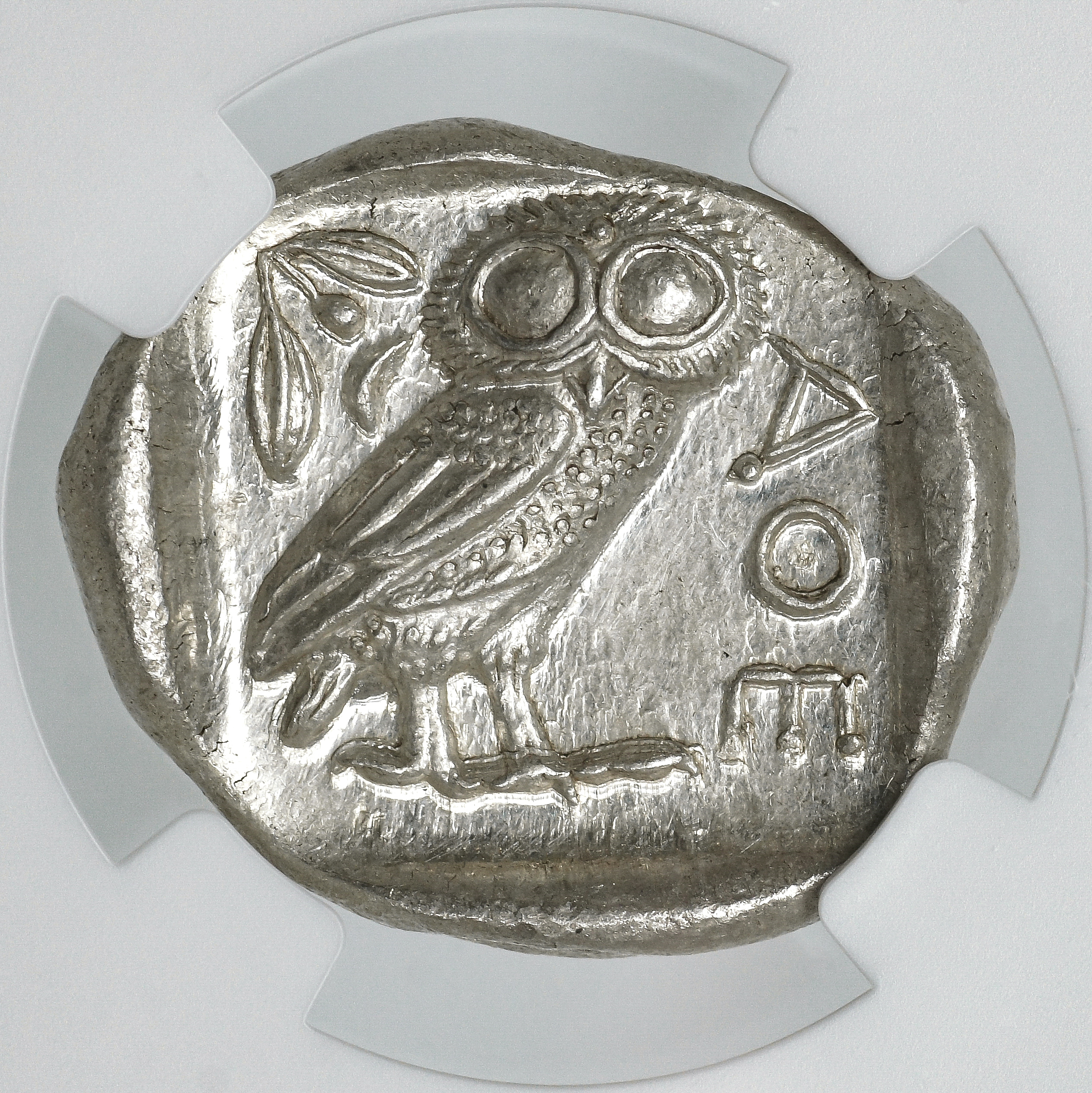 Grecja Attyka Ateny – Tetradrachma „Ateńska Sówka” 440–404 p.n.e. NGC Ch AU – Strike 3/5 | Surface 4/5