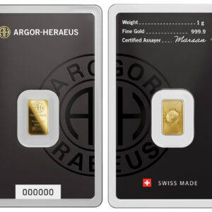 Argor-Heraeus 1 g – Złota sztabka Au 999,9 – NOWY DESIGN – Swiss Made